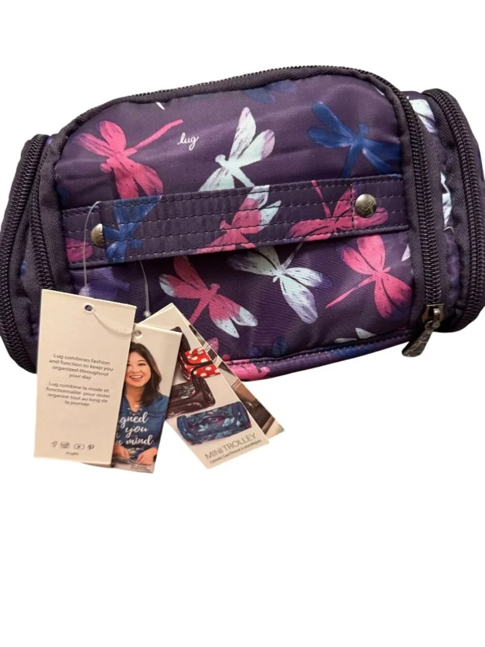 Lug Mini Trolley Cosmetic Case Dragonfly Print Travel Toiletry Organizer NWT